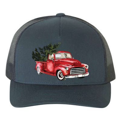 Vintage Truck Wagon Christmas Tree Xmas For Farmer Yupoong Adult 5-Panel Trucker Hat