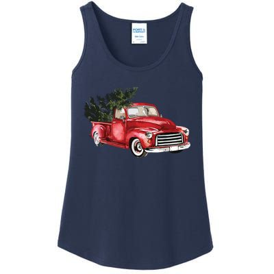 Vintage Truck Wagon Christmas Tree Xmas For Farmer Ladies Essential Tank