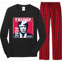 Vintage Trump Won 2024 47th President Inauguration Party Long Sleeve Pajama Set