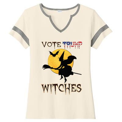 Vote Trump Witches Halloween Ladies Halftime Notch Neck Tee