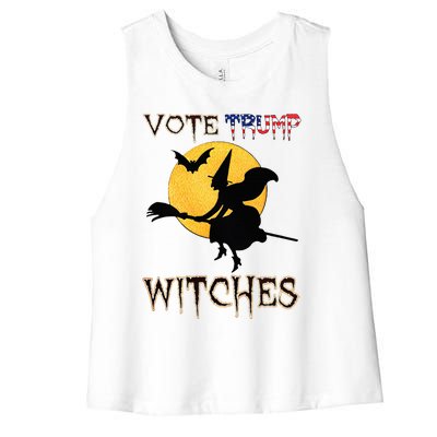 Vote Trump Witches Halloween Women's Racerback Cropped Tank