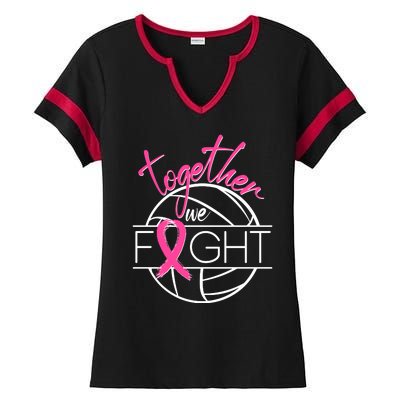 Volleyball Together We Fight Breast Cancer Awareness Ladies Halftime Notch Neck Tee