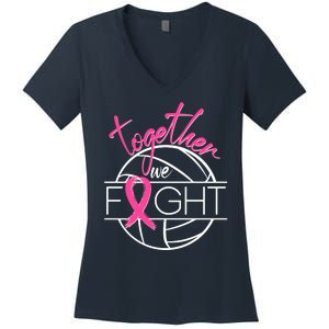 Volleyball Together We Fight Breast Cancer Awareness Women's V-Neck T-Shirt