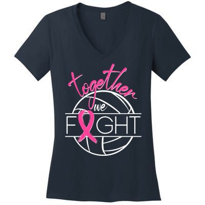 Volleyball Together We Fight Breast Cancer Awareness Women's V-Neck T-Shirt