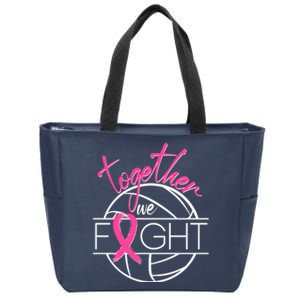 Volleyball Together We Fight Breast Cancer Awareness Zip Tote Bag