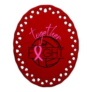 Volleyball Together We Fight Breast Cancer Awareness Ceramic Oval Ornament