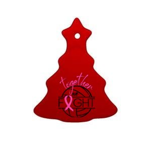 Volleyball Together We Fight Breast Cancer Awareness Ceramic Tree Ornament