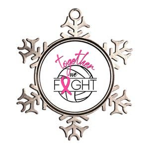 Volleyball Together We Fight Breast Cancer Awareness Metallic Star Ornament