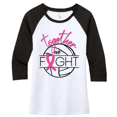 Volleyball Together We Fight Breast Cancer Awareness Women's Tri-Blend 3/4-Sleeve Raglan Shirt