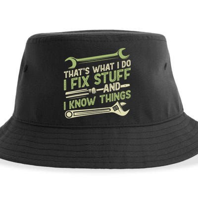 Vintage That's What I Do I Fix Stuff And I Know Things Sustainable Bucket Hat