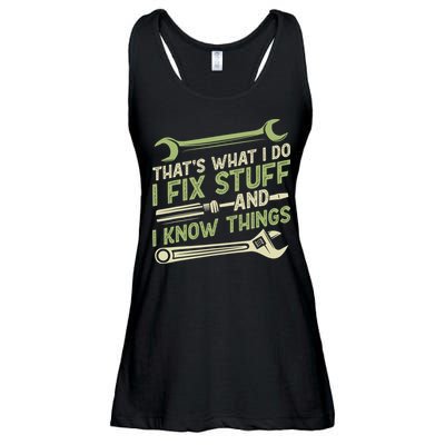 Vintage That's What I Do I Fix Stuff And I Know Things Ladies Essential Flowy Tank