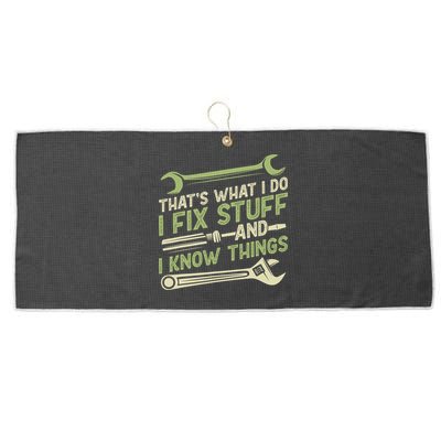 Vintage That's What I Do I Fix Stuff And I Know Things Large Microfiber Waffle Golf Towel