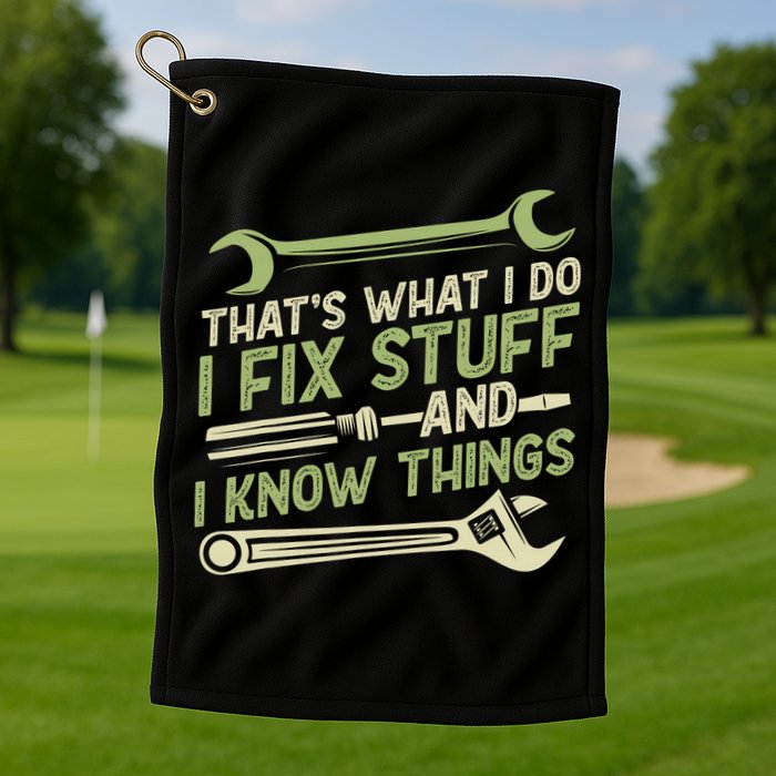 Vintage That's What I Do I Fix Stuff And I Know Things Golf Towel