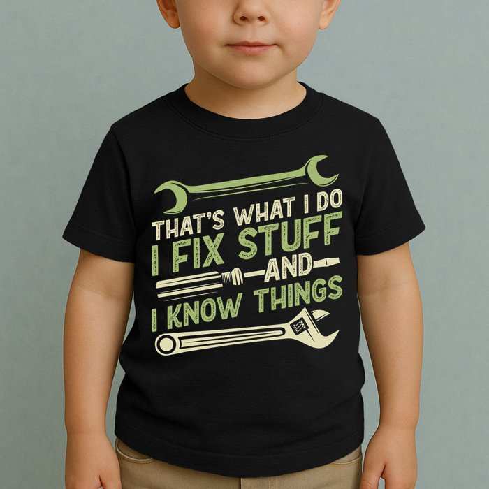 Vintage That's What I Do I Fix Stuff And I Know Things Toddler T-Shirt