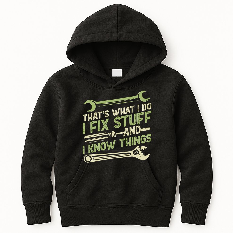 Vintage That's What I Do I Fix Stuff And I Know Things Kids Hoodie