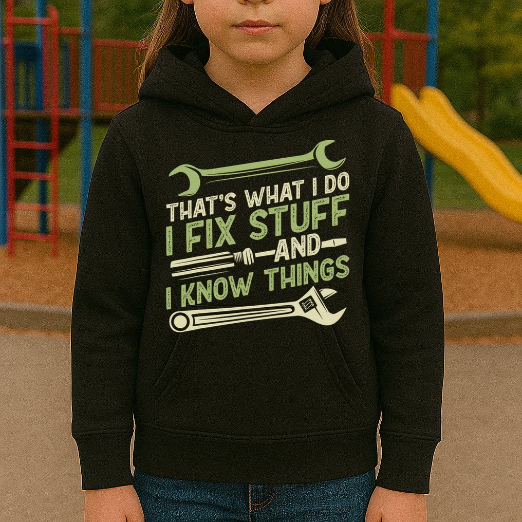 Vintage That's What I Do I Fix Stuff And I Know Things Kids Hoodie
