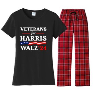 Vote Tim Walz Kamala Harris Us Flag Veterans For Harris Walz 2024 Gift Women's Flannel Pajama Set