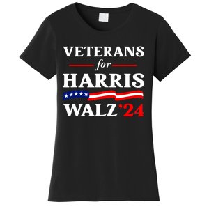 Vote Tim Walz Kamala Harris Us Flag Veterans For Harris Walz 2024 Gift Women's T-Shirt