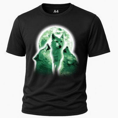 Vintage Three Wolves Moon Design Performance Shirt