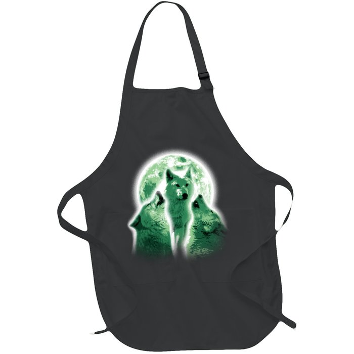 Vintage Three Wolves Moon Design Apron