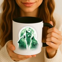 Vintage Three Wolves Moon Design Mug