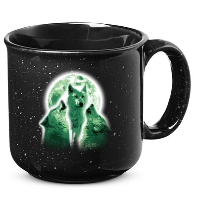 Vintage Three Wolves Moon Design 15oz Campfire Ceramic Mug