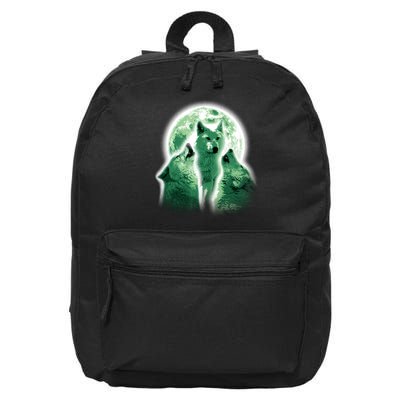 Vintage Three Wolves Moon Design 16 in Basic Backpack