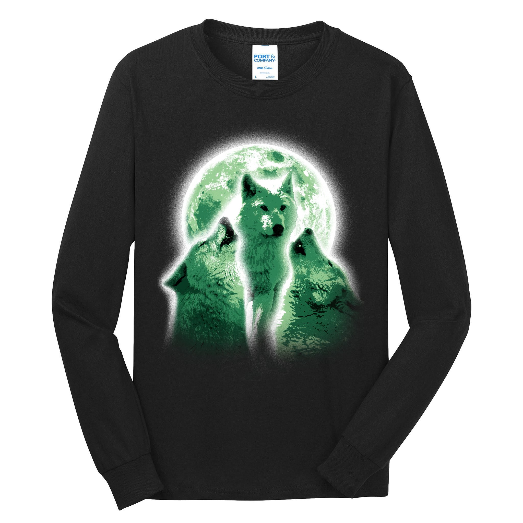 Vintage Three Wolves Moon Design Tall Long Sleeve T-Shirt
