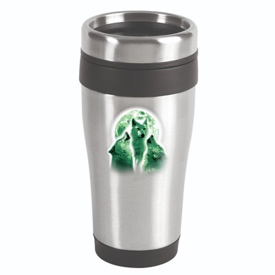 Vintage Three Wolves Moon Design 16oz Travel Tumbler