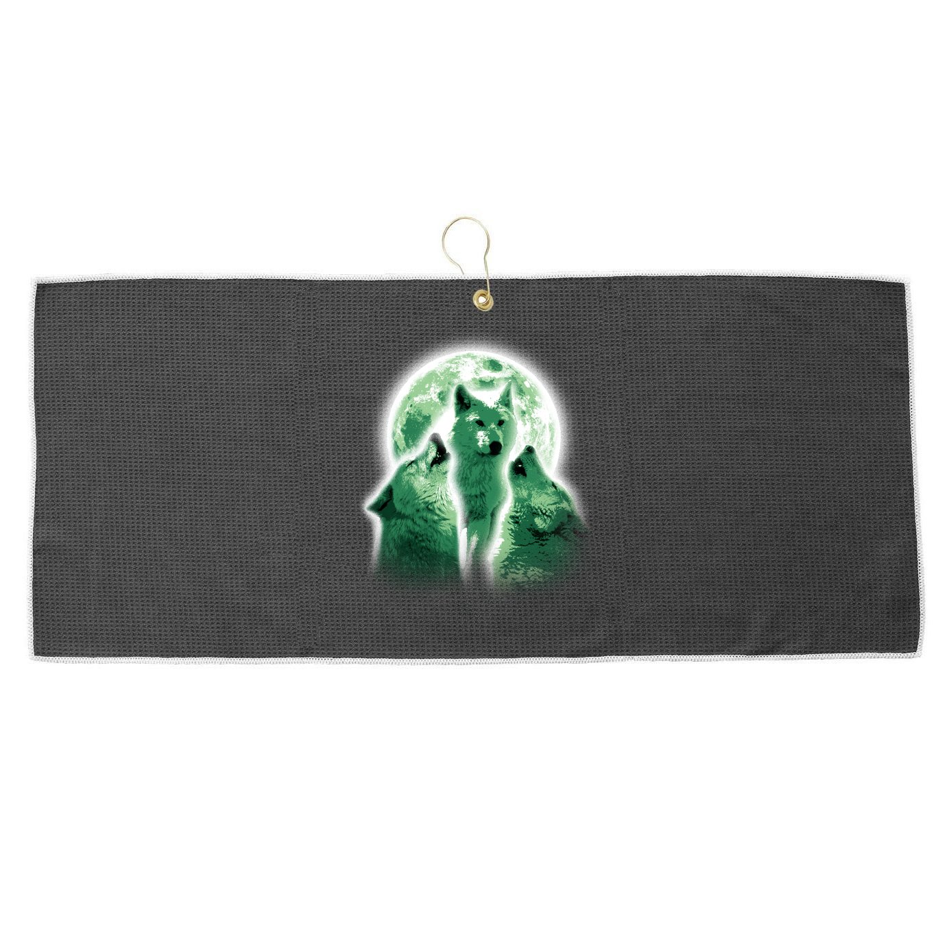 Vintage Three Wolves Moon Design Large Microfiber Waffle Golf Towel