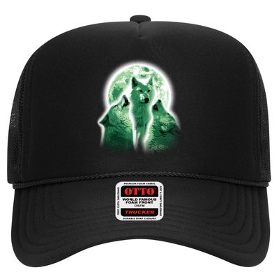 Vintage Three Wolves Moon Design Trucker Hat