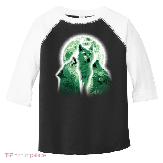 Vintage Three Wolves Moon Design Toddler Fine Jersey T-Shirt