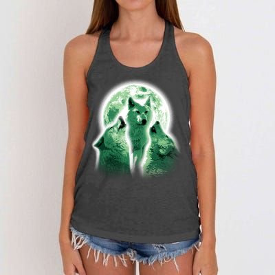 Vintage Three Wolves Moon Design Women's Knotted Racerback Tank