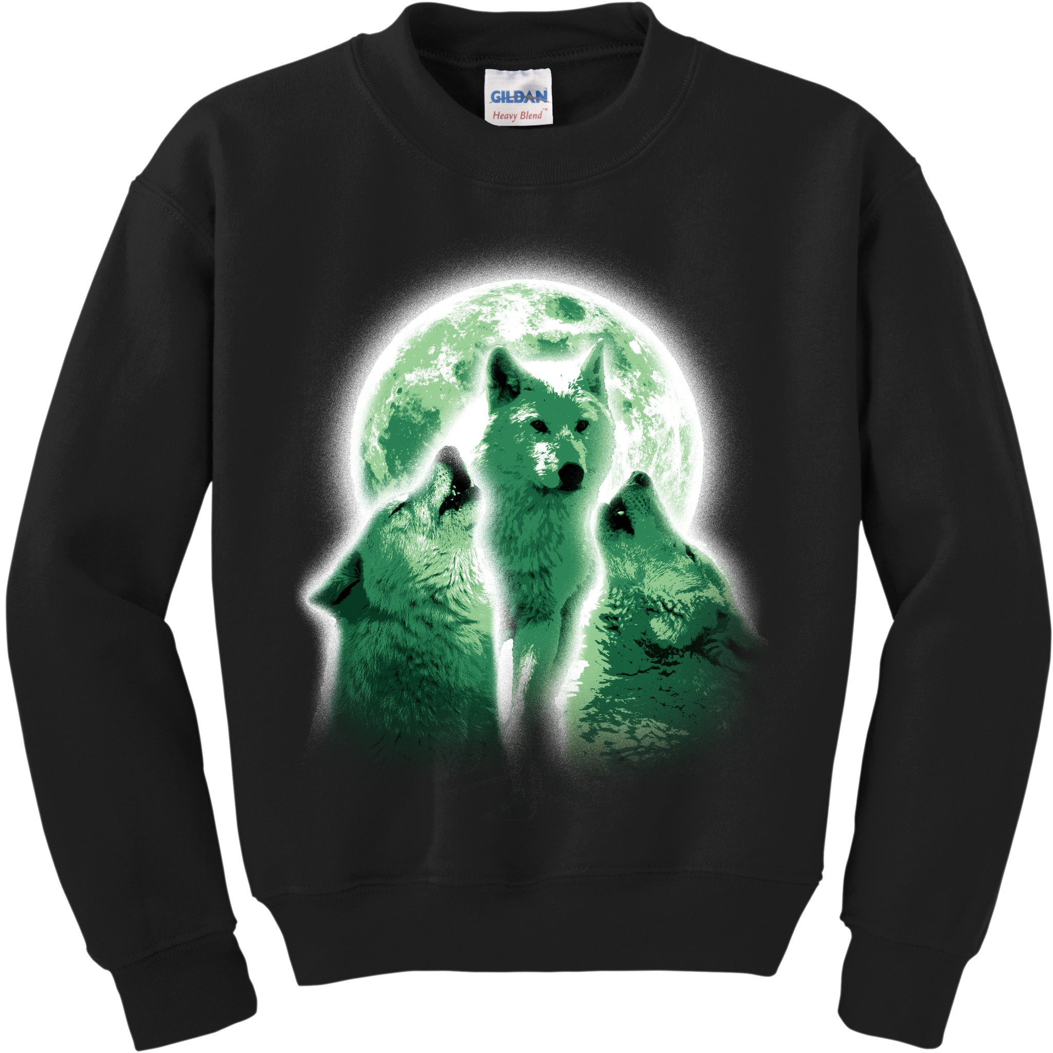 Vintage Three Wolves Moon Design Kids Sweatshirt