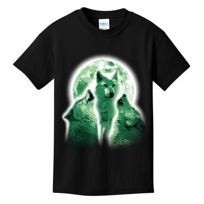 Vintage Three Wolves Moon Design Kids T-Shirt