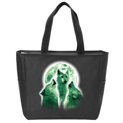 Vintage Three Wolves Moon Design Zip Tote Bag