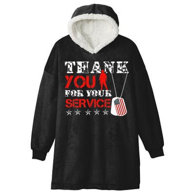 Veteran Thank You For Your Service Military Dog Tags Veteran Hooded Wearable Blanket