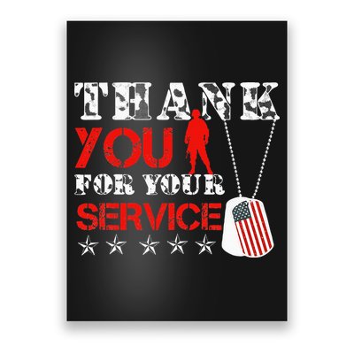 Veteran Thank You For Your Service Military Dog Tags Veteran Poster