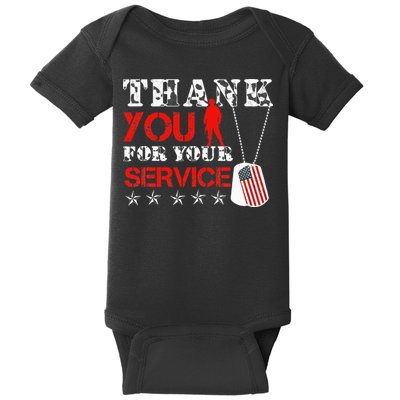 Veteran Thank You For Your Service Military Dog Tags Veteran Baby Bodysuit