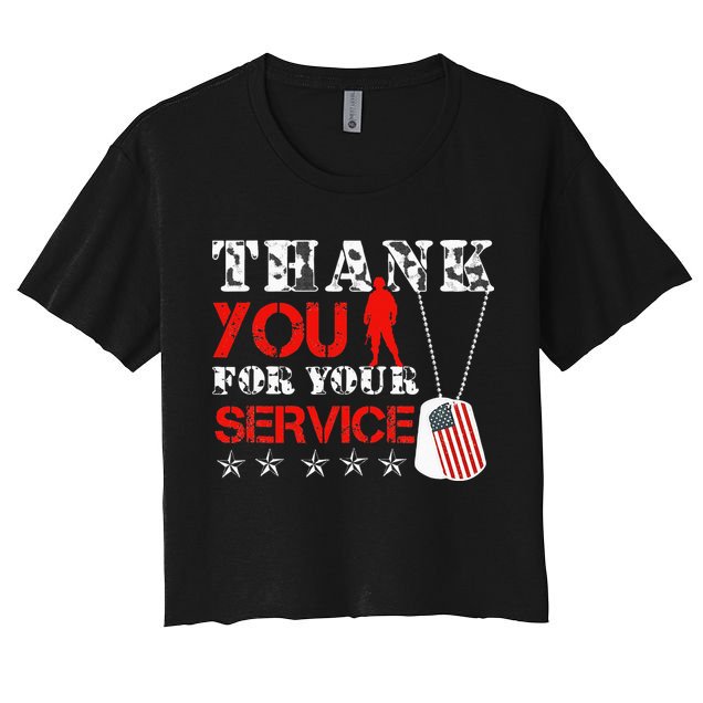 Veteran Thank You For Your Service Military Dog Tags Veteran Crop Top