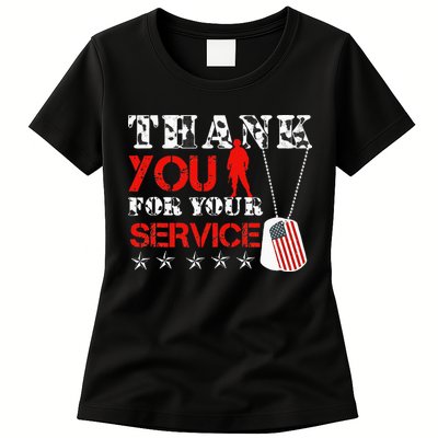 Veteran Thank You For Your Service Military Dog Tags Veteran Womens T-Shirt