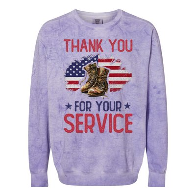 Veteran Thank You For Your Service Funny Veteran's Day USA  Colorblast Crewneck Sweatshirt