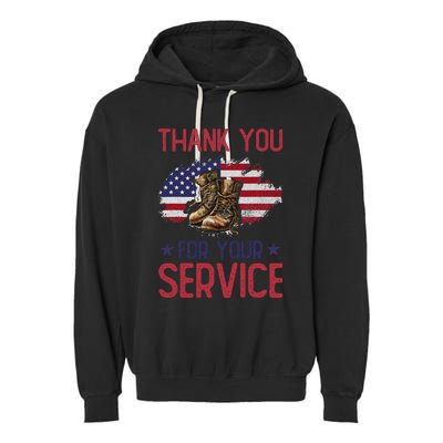 Veteran Thank You For Your Service Funny Veteran's Day USA  Garment-Dyed Fleece Hoodie