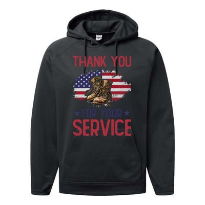 Veteran Thank You For Your Service Funny Veteran's Day USA  Performance Fleece Hoodie