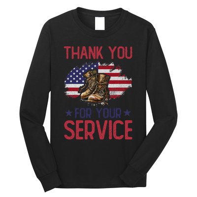 Veteran Thank You For Your Service Funny Veteran's Day USA  Long Sleeve Shirt