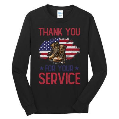 Veteran Thank You For Your Service Funny Veteran's Day USA  Tall Long Sleeve T-Shirt