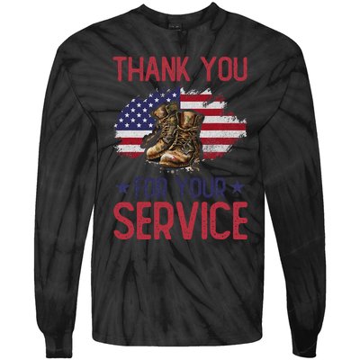 Veteran Thank You For Your Service Funny Veteran's Day USA  Tie-Dye Long Sleeve Shirt