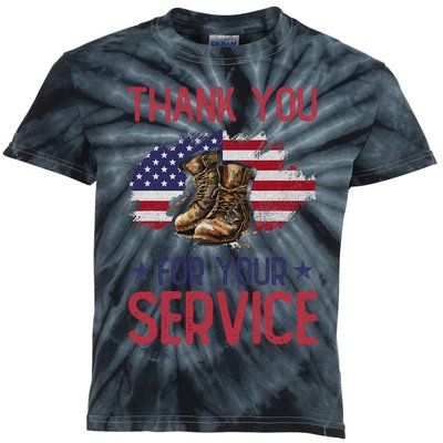 Veteran Thank You For Your Service Funny Veteran's Day USA  Kids Tie-Dye T-Shirt