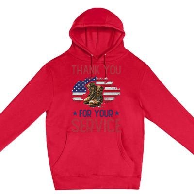 Veteran Thank You For Your Service Funny Veteran's Day USA  Premium Pullover Hoodie