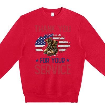 Veteran Thank You For Your Service Funny Veteran's Day USA  Premium Crewneck Sweatshirt